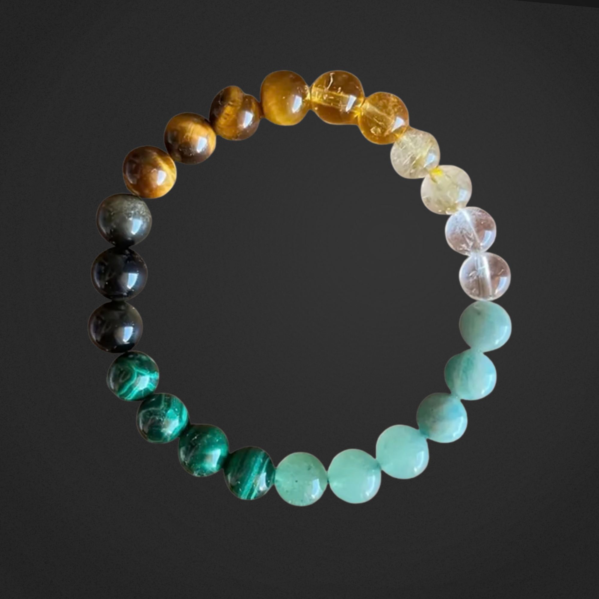 Multicolored beaded bracelet on a dark background