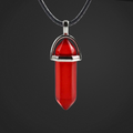 Red pendant necklace on a black background