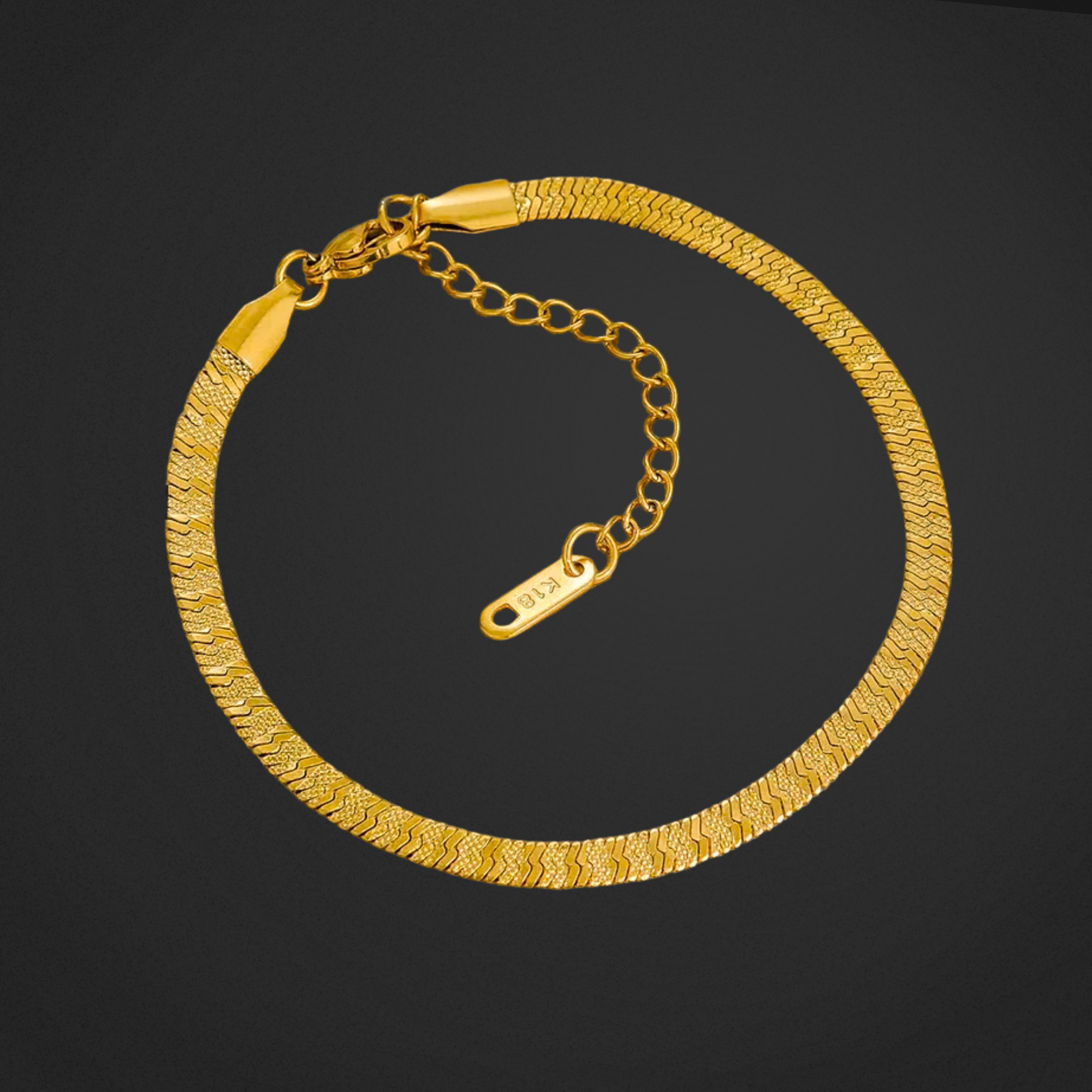 Gold bracelet on a black background