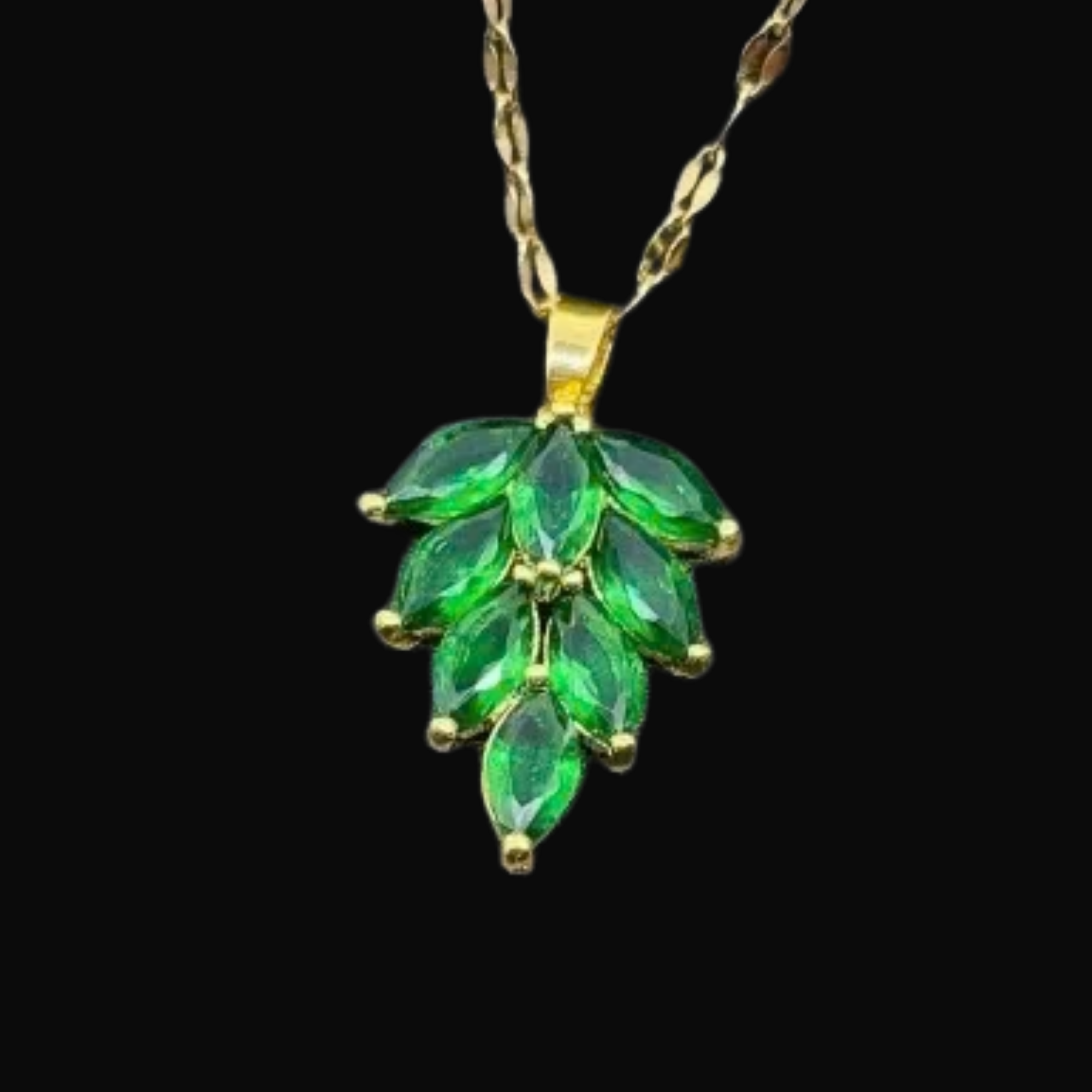 Verdant Cascade Leaf Pendant Necklace