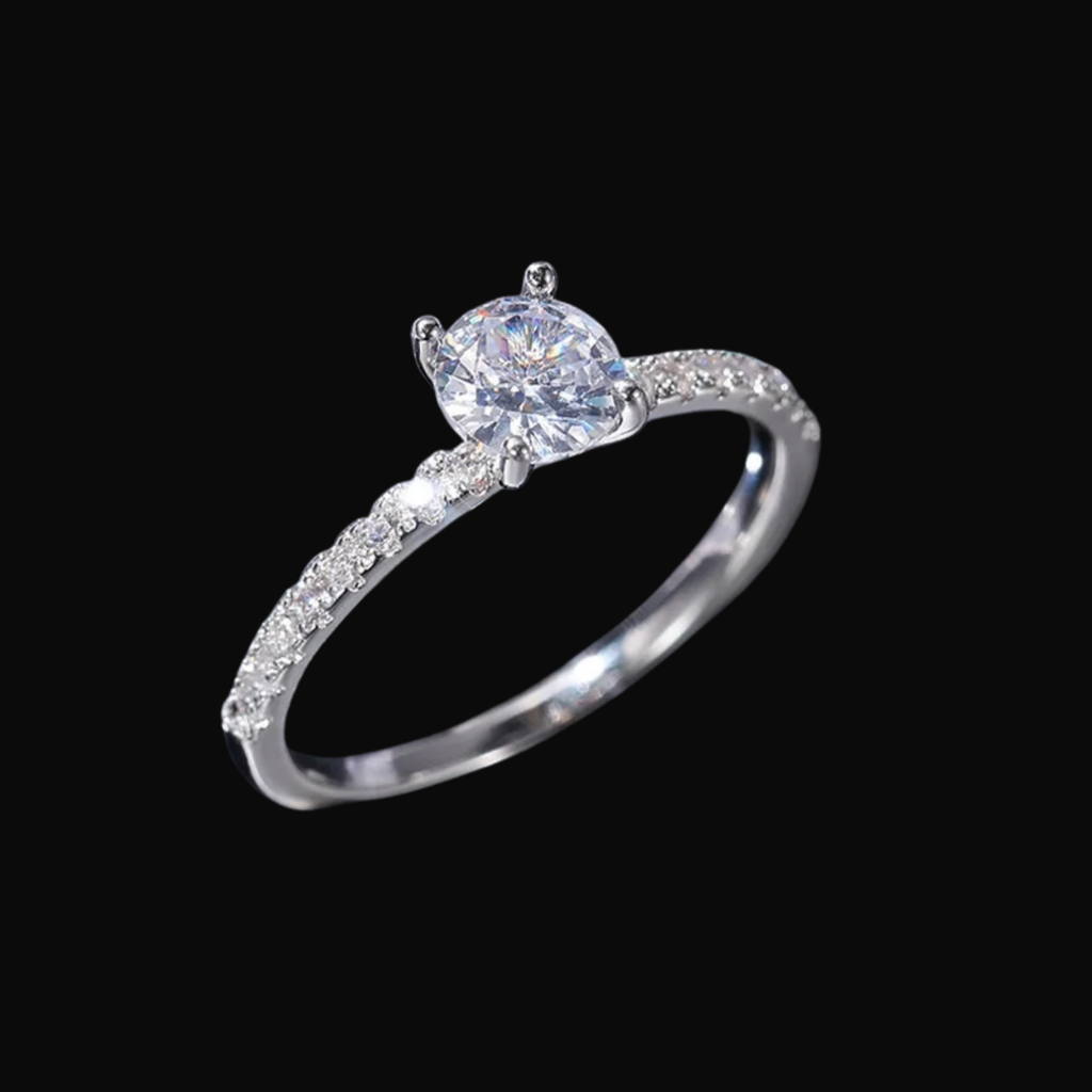 Diamond ring with a black background