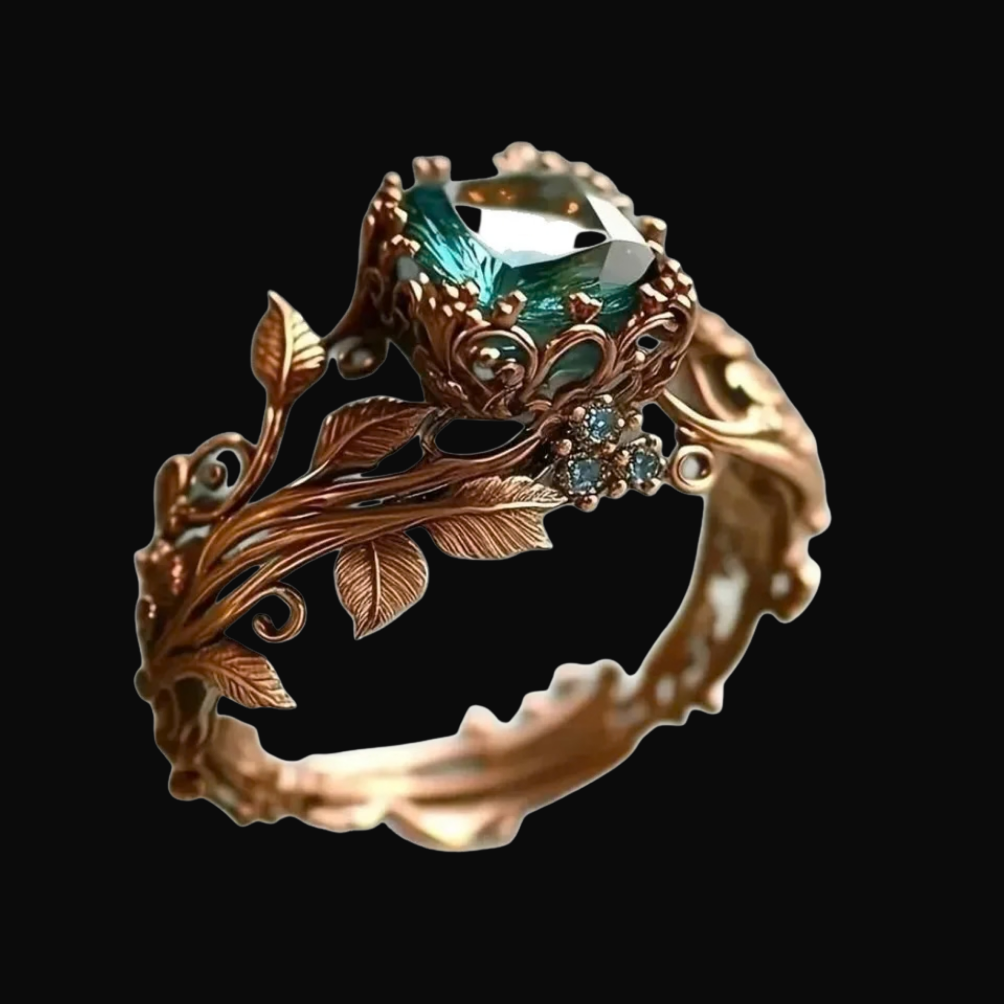 Roseleaf Crown Emerald Ring