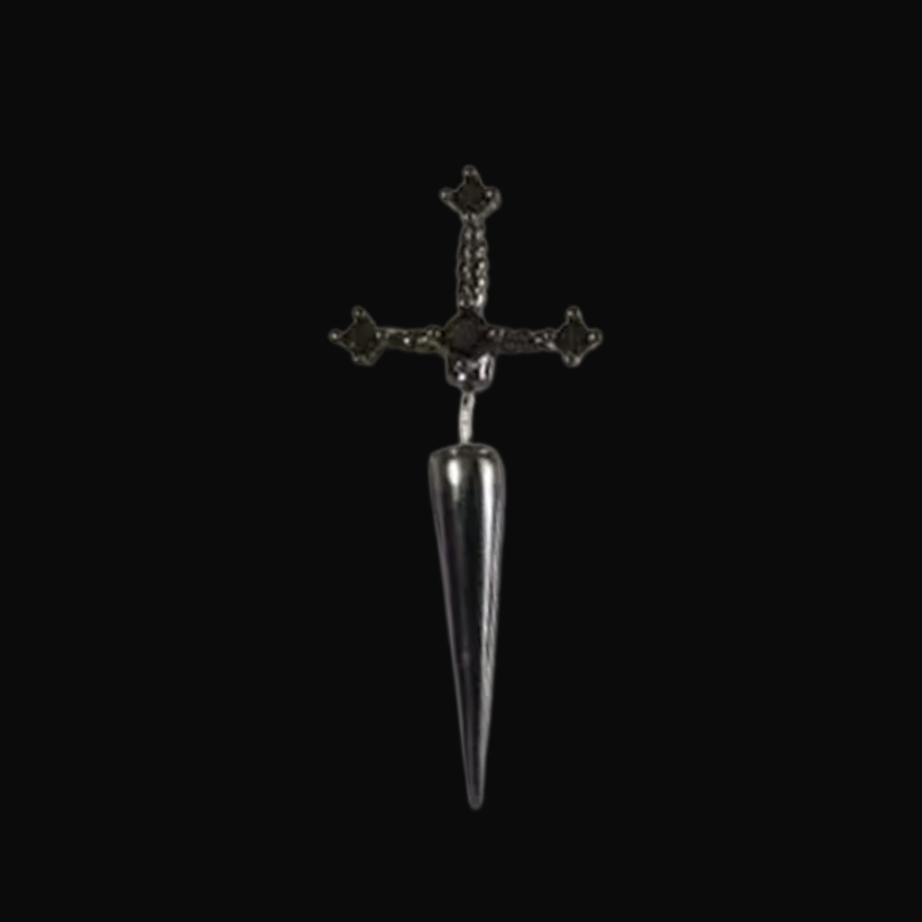 dagger earringn on a black background