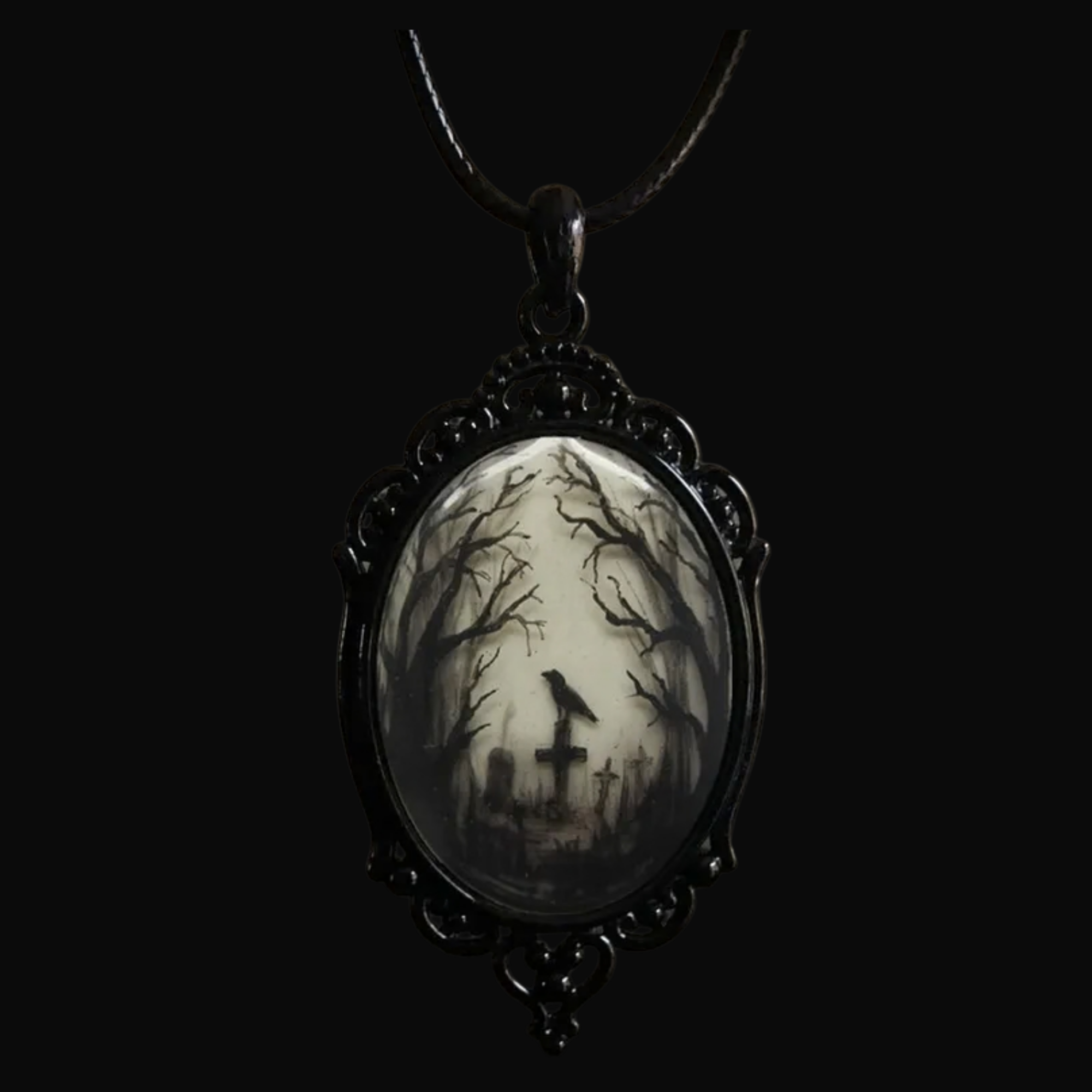 Ivory Omen Crow Pendant Necklace